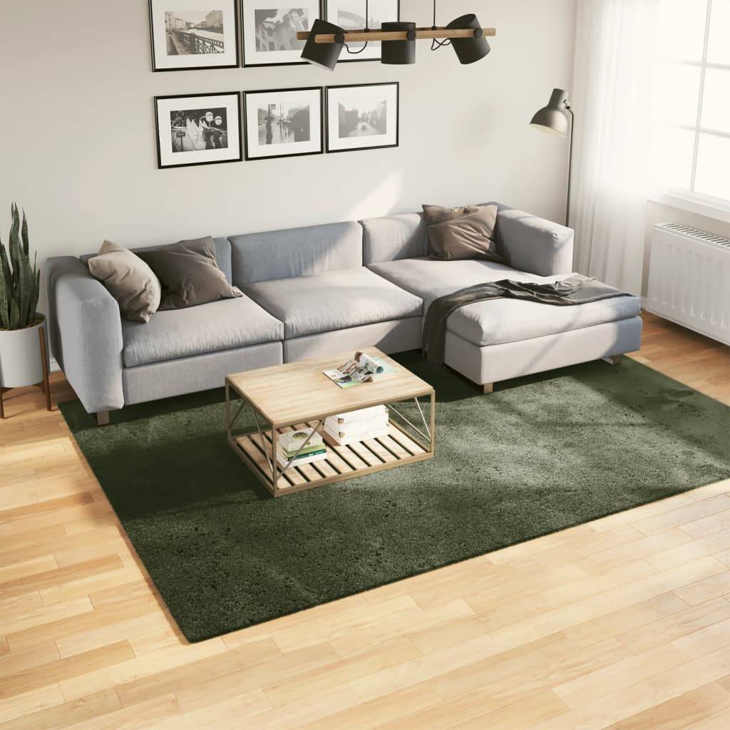 vidaXL Short Pile Rug Huarte Soft Washable Green