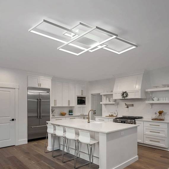 LivingAndHome Rectangular LED Semi Ceiling Flush Light