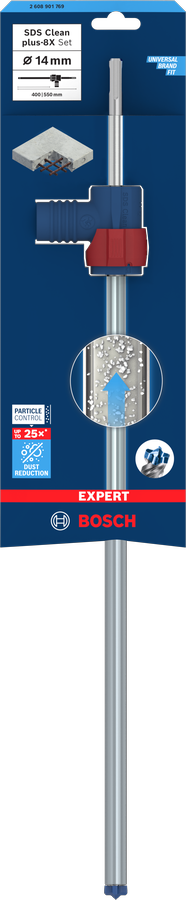 Bosch EXPERT SDS Clean plus-8X Set for Advanced Dust Reduction