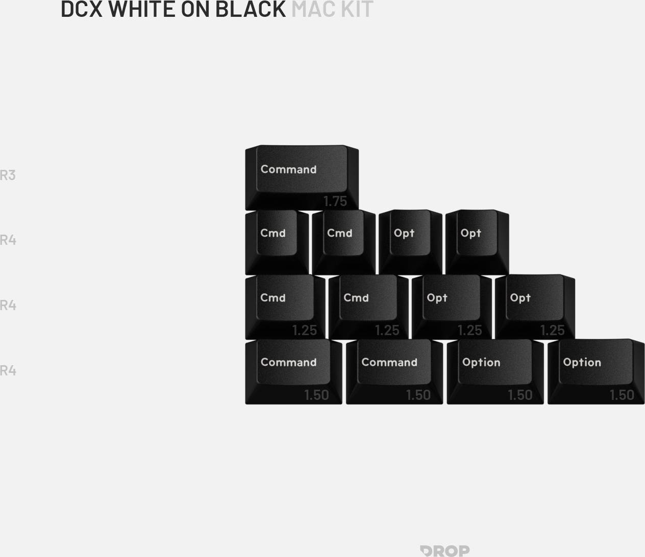 Drop DCX White-on-Black Keycap Set Mac Kit