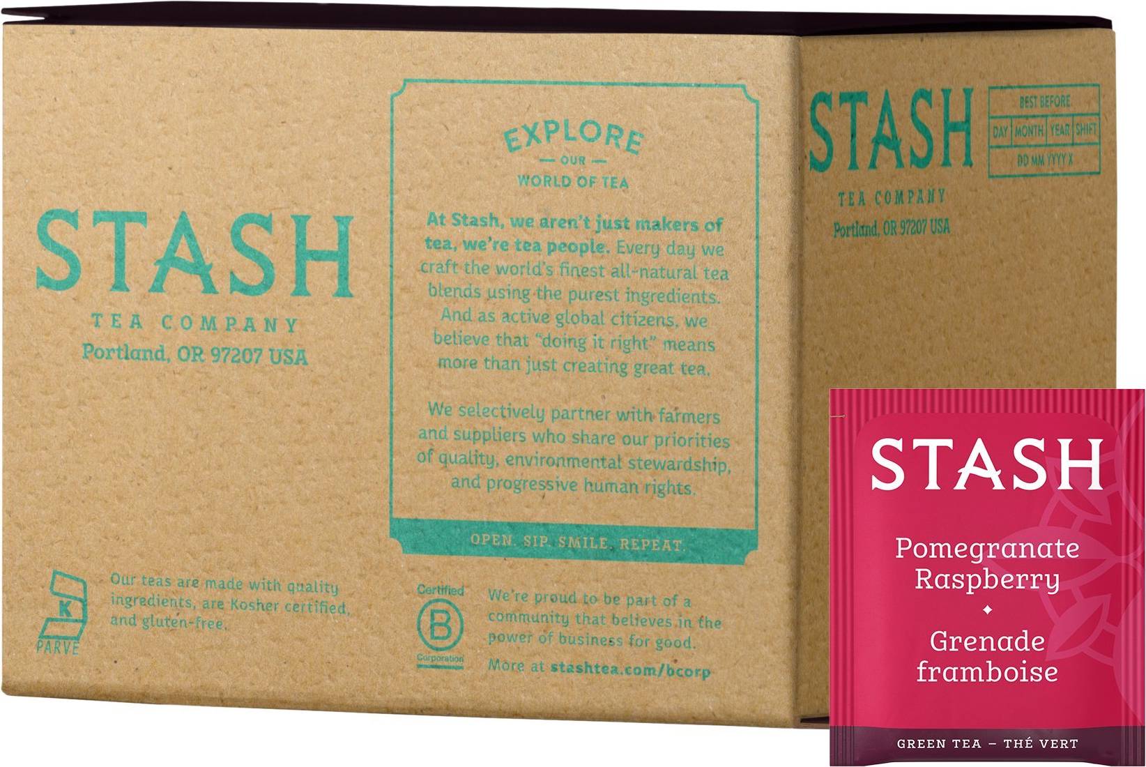 Tea Pomegranate Raspberry Green Tea, Box of 100 Tea