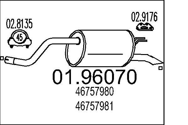 MTS 01.96070 Rear Silencer