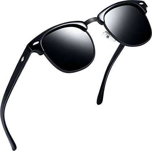 Semi-Rimless Polarised Sunglasses - Black Frame
