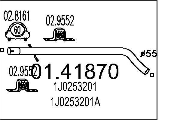 MTS 01.41870 Exhaust Pipe Front
