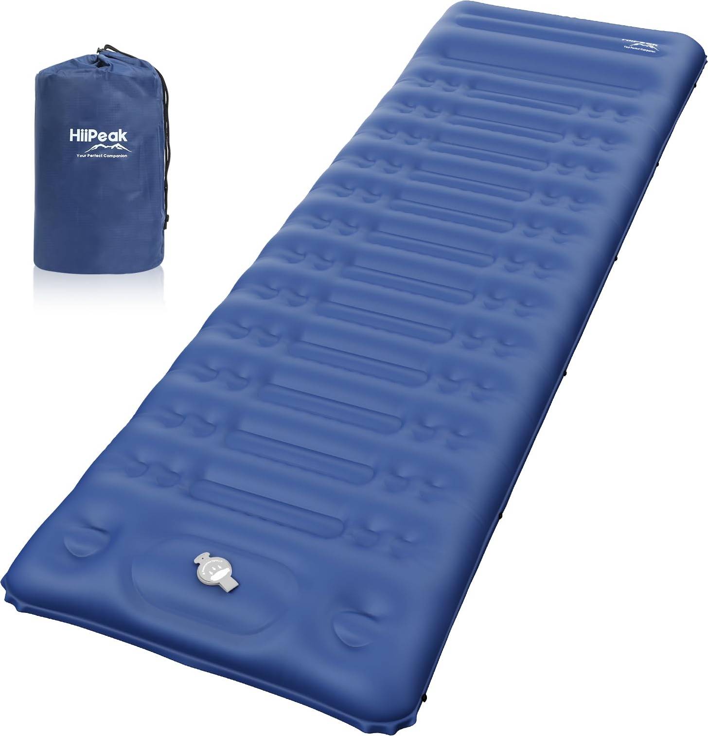 Foot pump air mattress Ultralight Inflatable Sleeping Pad Navy Blue