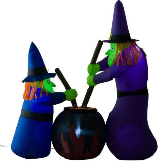 Homcom Inflatable Decorations Halloween Witches with LED Lights 1.8m