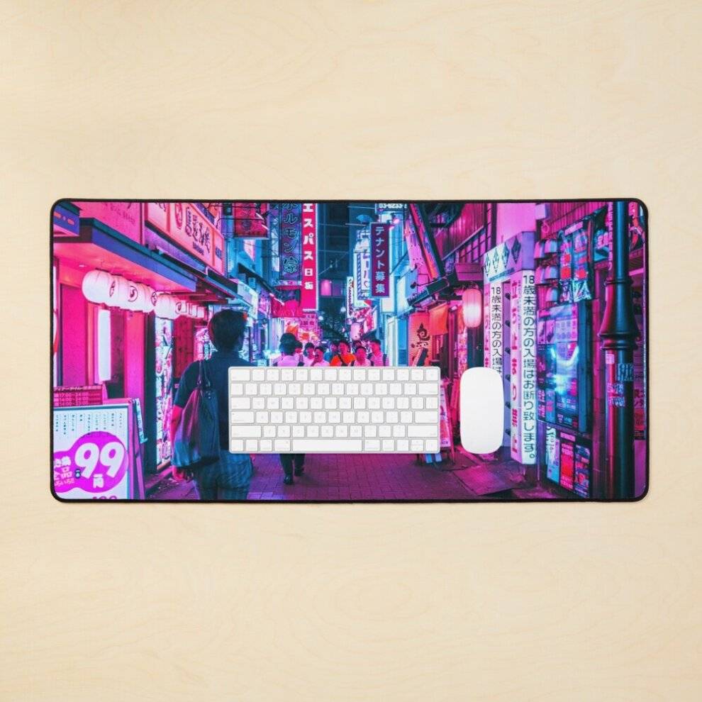 BearLad Mat Rushing Into Tokyo's Neon Large Mouse Pad