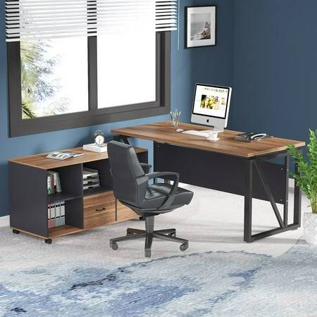 L shaped desk with storage Tribesigns L-Shaped Computer Writing Desk
