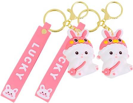 HOMEMAXS Cartoon keychains Lovely Rabbit Key Rings Adorable Keychain New Year Gift