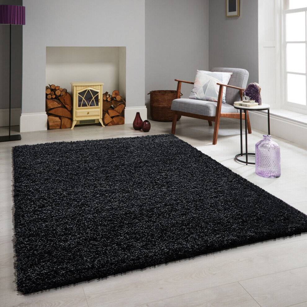 Moonlight Bedding Shaggy Rug SLIP RUGS SHAGGY RUGS RUNNER Black