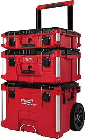 Rolling tool box Milwaukee Packout Rolling Modular Stackable Tool Box Storage System, Red