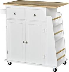Kitchen island with storage Homcom Kitchen Island Rolling Trolley