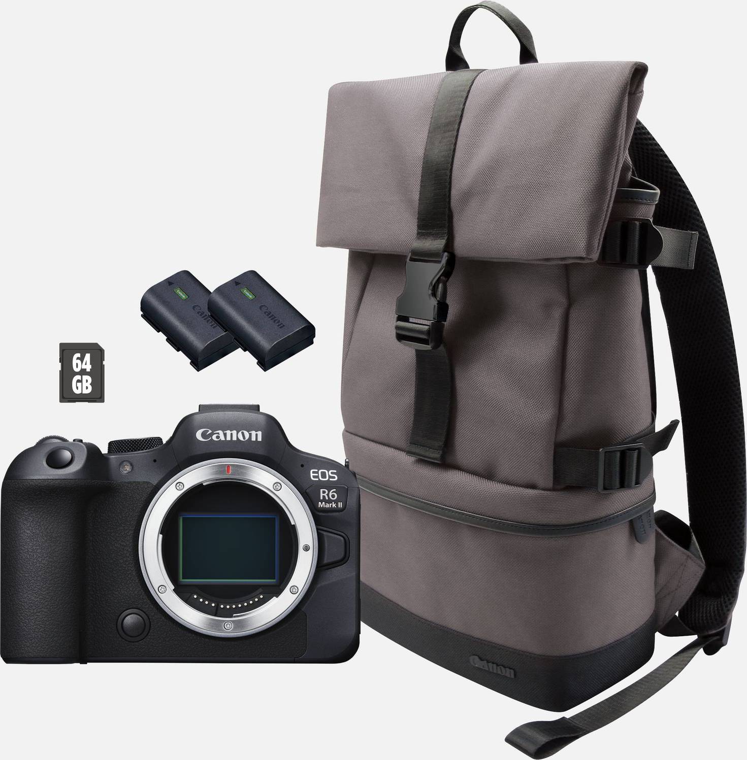 Canon EOS R6 Mark II Mirrorless Camera, Black Backpack SD Card Spare Battery