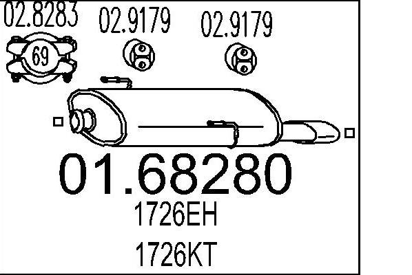 MTS 01.68280 Rear Silencer