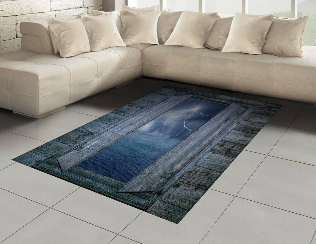 Ebern Designs Hartwell Flatweave Blue/Grey Rug