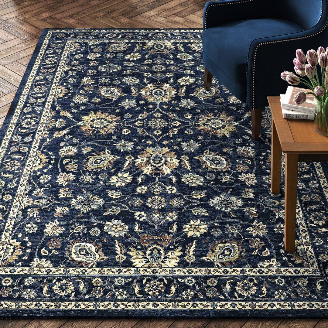 Lark Manor Raine Dark Rug Blue