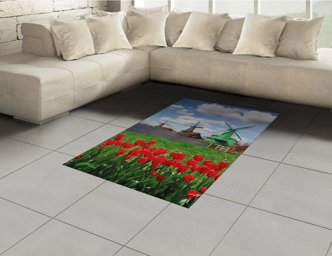 Ebern Designs Canton Flatweave Green/Blue/Red Rug