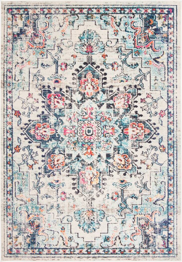 Bazzinotti Cream/Green/Red Looped/Hooked Rug