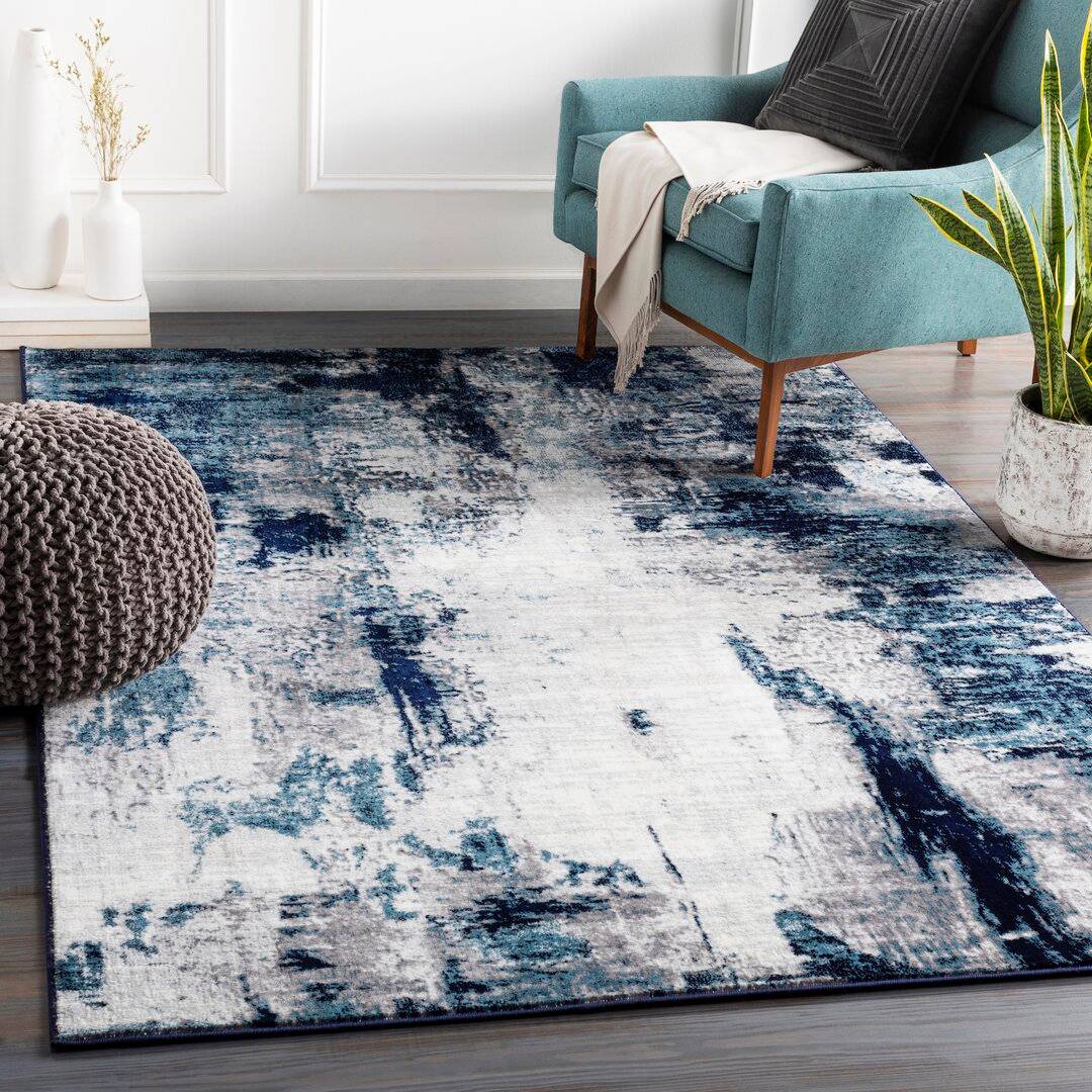 Mistana Roudebush Machine Woven Aqua/Black/Grey Rug