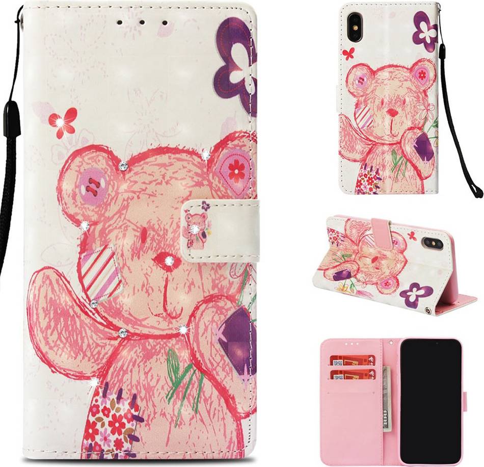Apple iPhone Xs Max Rhinestone Décor Wallet Case - Multicolour