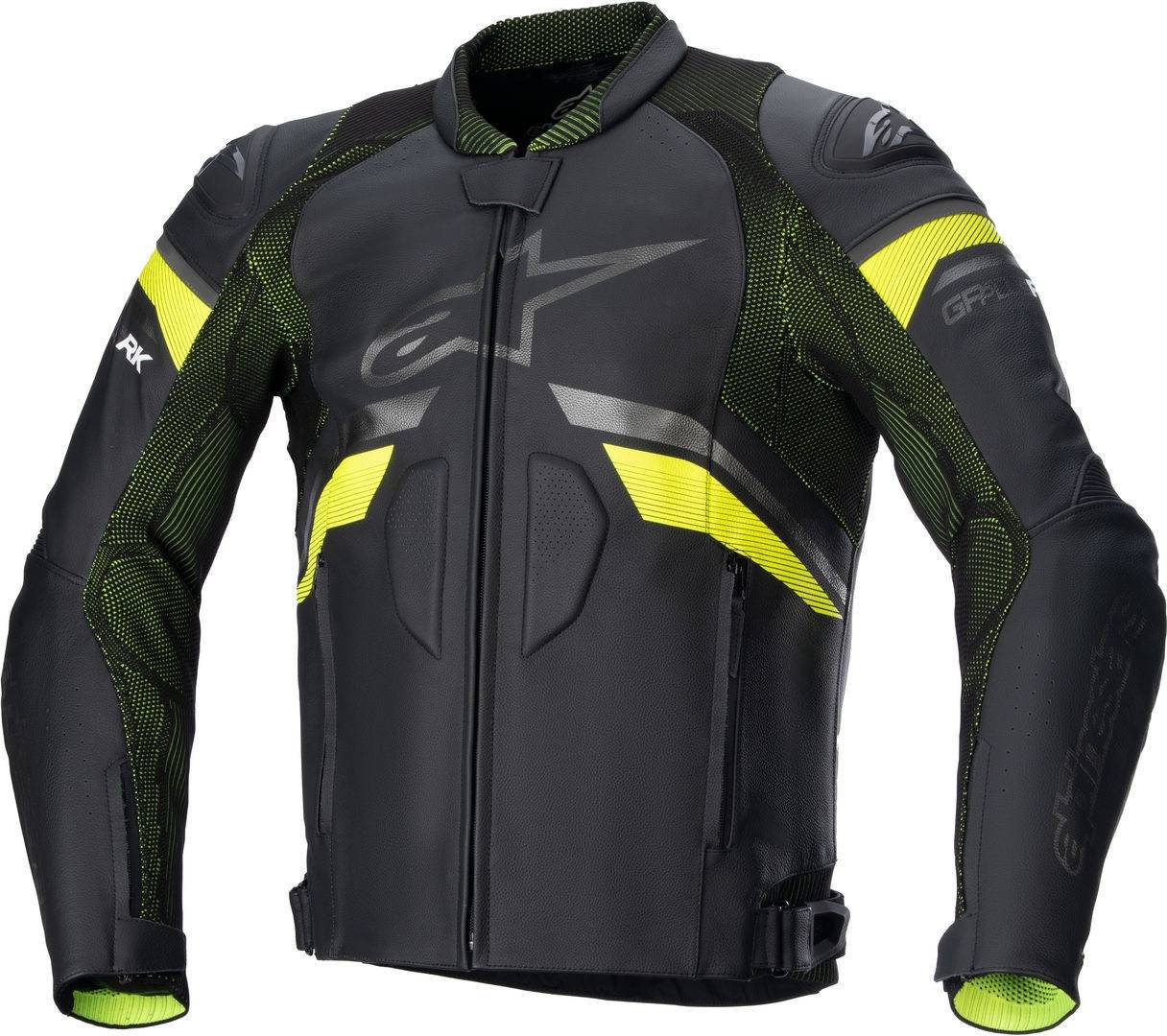 Alpinestars GP Plus R V3 Rideknit Leather Motorcycle Jacket - Black/Yellow Fluo