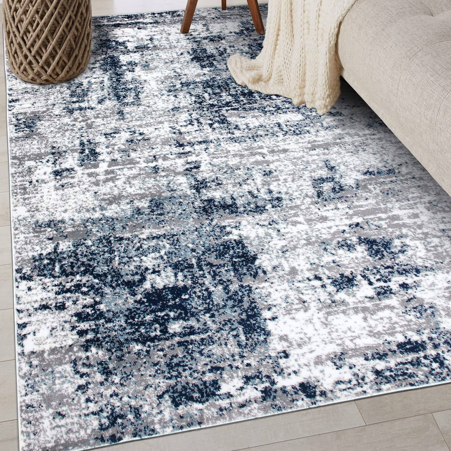 Rugshop Rugshop Distressed Abstract Blue 108x"