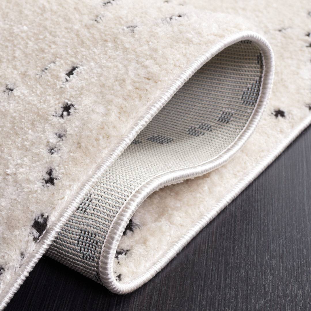 Blue Elephant Machine Woven Polyester Ivory/Black Rug