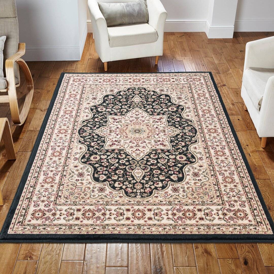 Three Posts Albers Black/Cream Rug