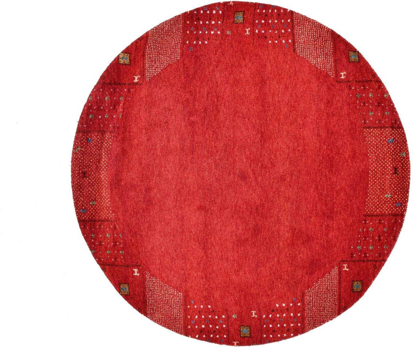 Theko Hand Knotted Wool Red Rug Round 150 cm Red