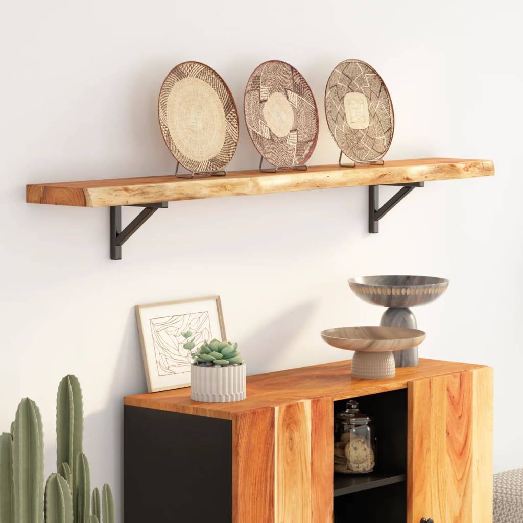 vidaXL Floating Rack Acacia Live Edge