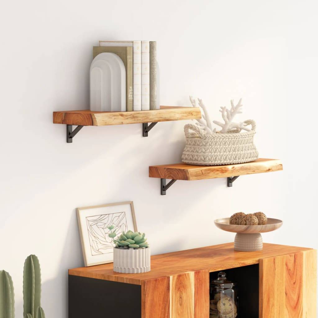 vidaXL Floating Rack Acacia Live Edge