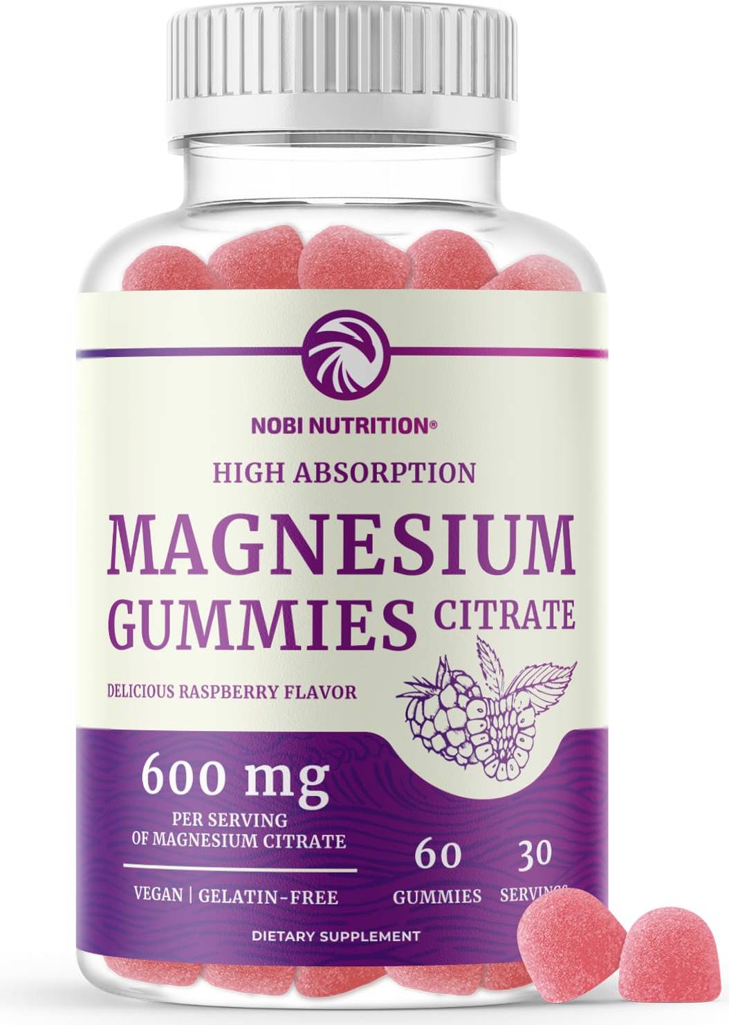 Magnesium citrate Nobi Nutrition Magnesium Citrate Gummies 600mg Raspberry