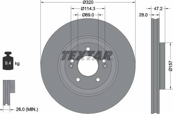 Textar Brake Disc PRO 92306303