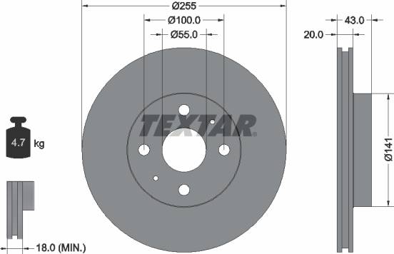 Textar Pro Brake Disc 92115603