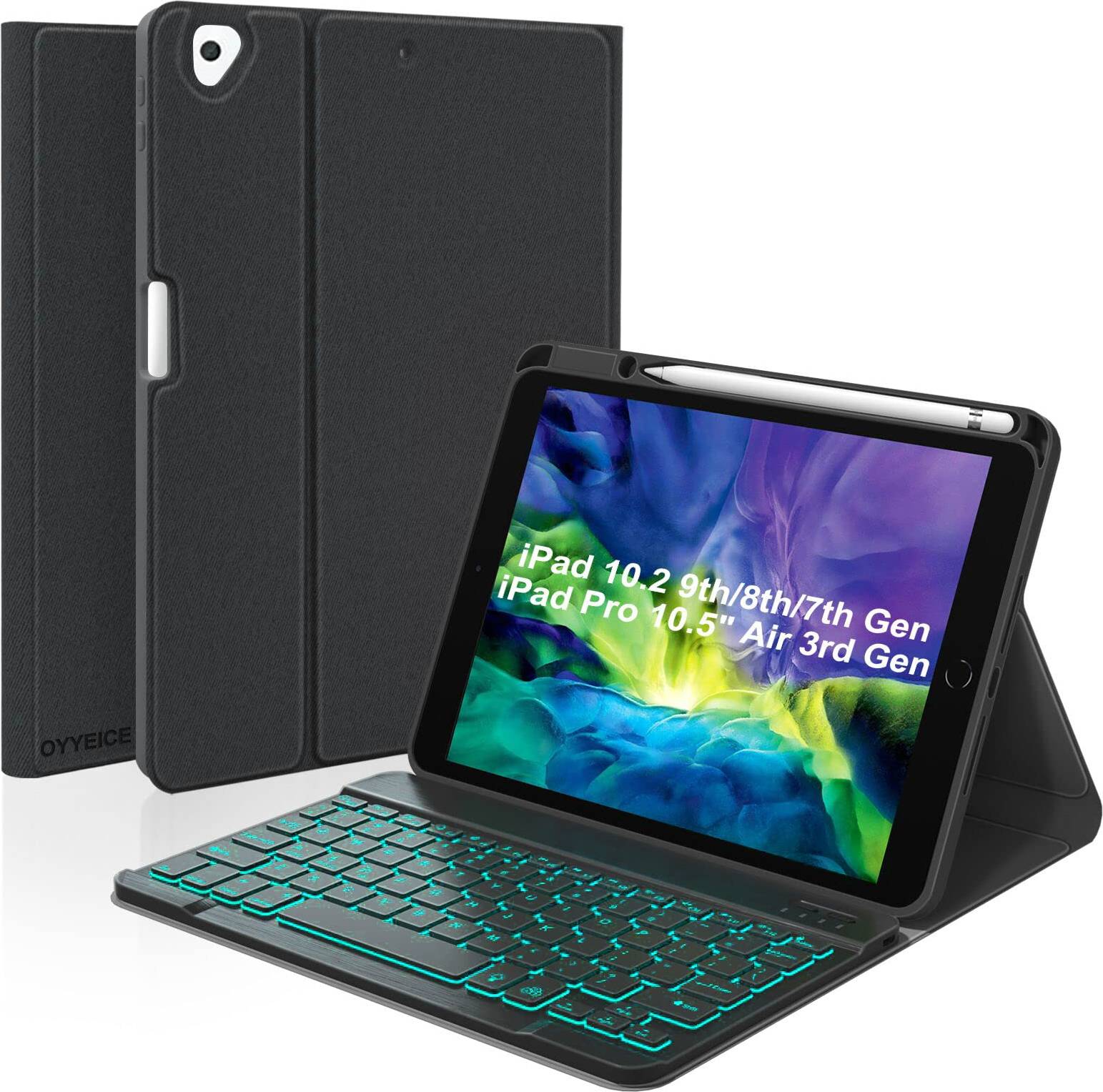 Keyboard ipad 9th OYEEICE Anti-Falloff Keycap Keyboard Case 10.2 Inch