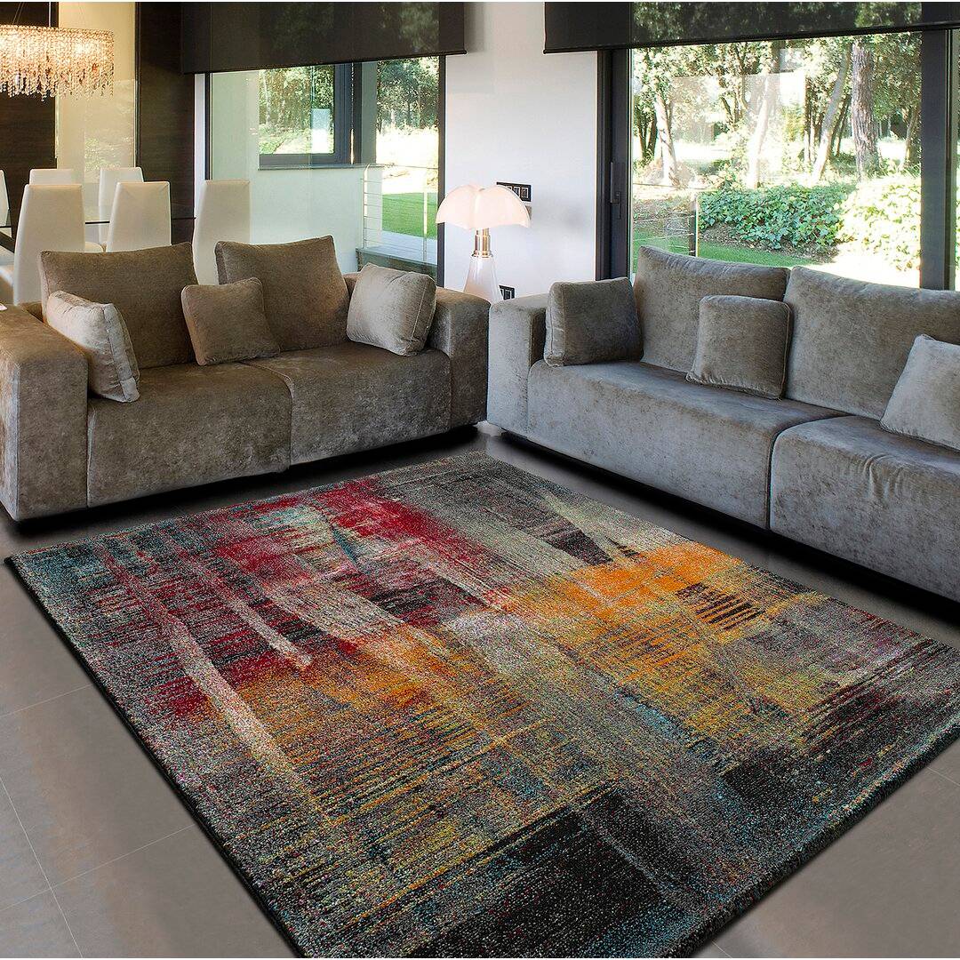 Ebern Designs Delrio Grey/Green Rug