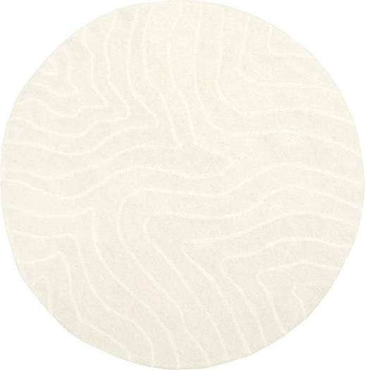 Westwing Collection Round Hand-Tufted Wool Rug Aaron Grey, Beige, Multicolour