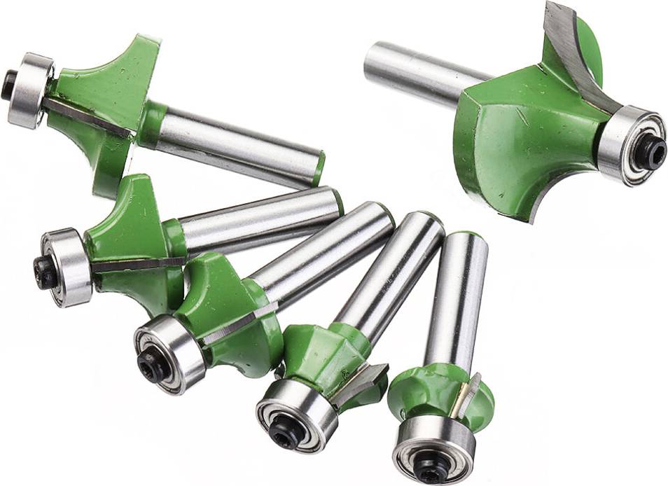 Drillpro Drillpro 6Pcs 8mm Shank Router Bit Round Chamfer Edge Forming Router Bit Woodworking Cutter
