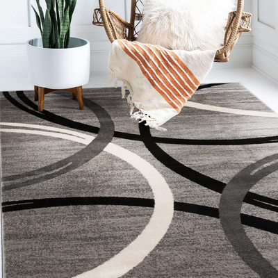 World Rug Gallery Contemporary Abstract Circles Gray