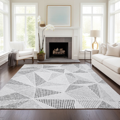 Addison Rugs Machine Washable Chantille Geometric Mosaic Gray