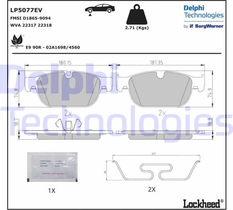 Brake Pad Set Disc LP5077EV