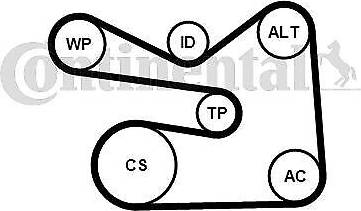 Contitech V-Ribbed Belt Set 6PK1733K3