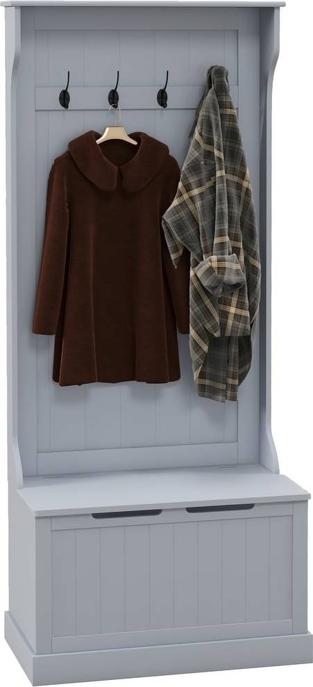 Coat rack shoe bench Homcom Storage Bench Grey Hallway Furniture & Accessory