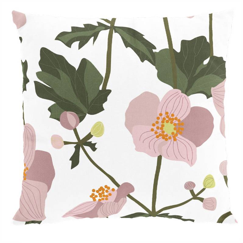 Arvidssons Textil Anemon Vit/Rosa Kuddöverdrag Vit, Rosa