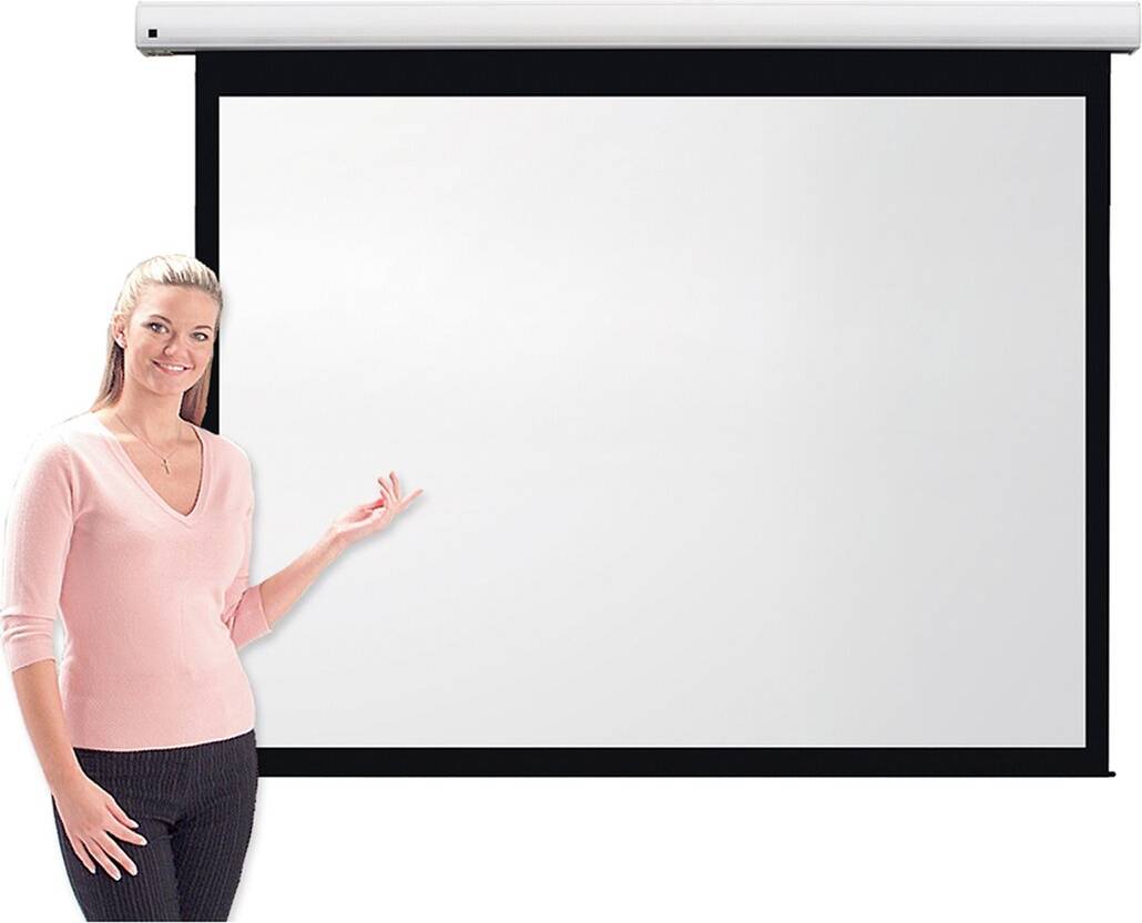 Pro Channel Fix White Electric Projection Screen