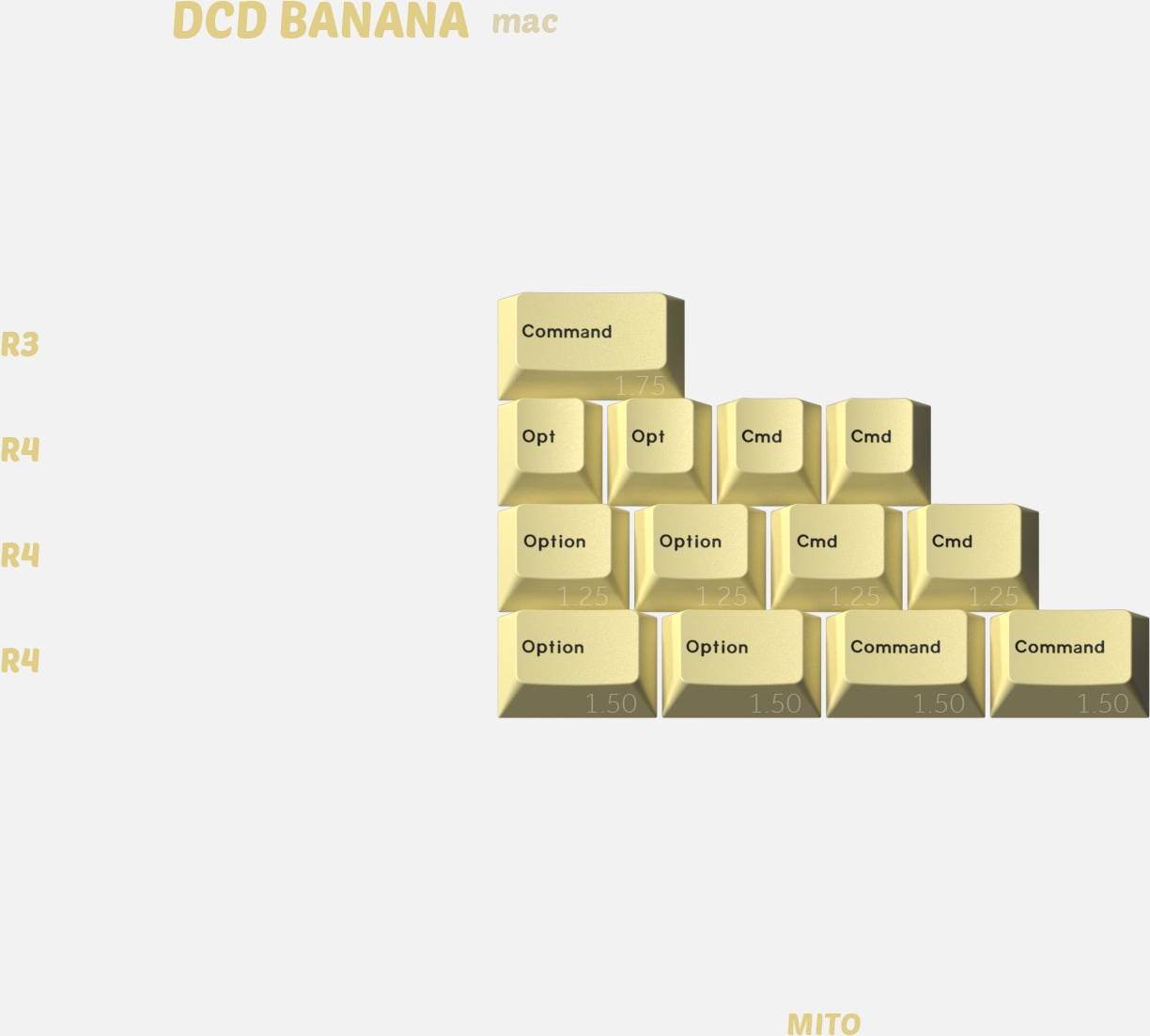 Drop + MiTo DCD Banana Keycap Set Mac Kit