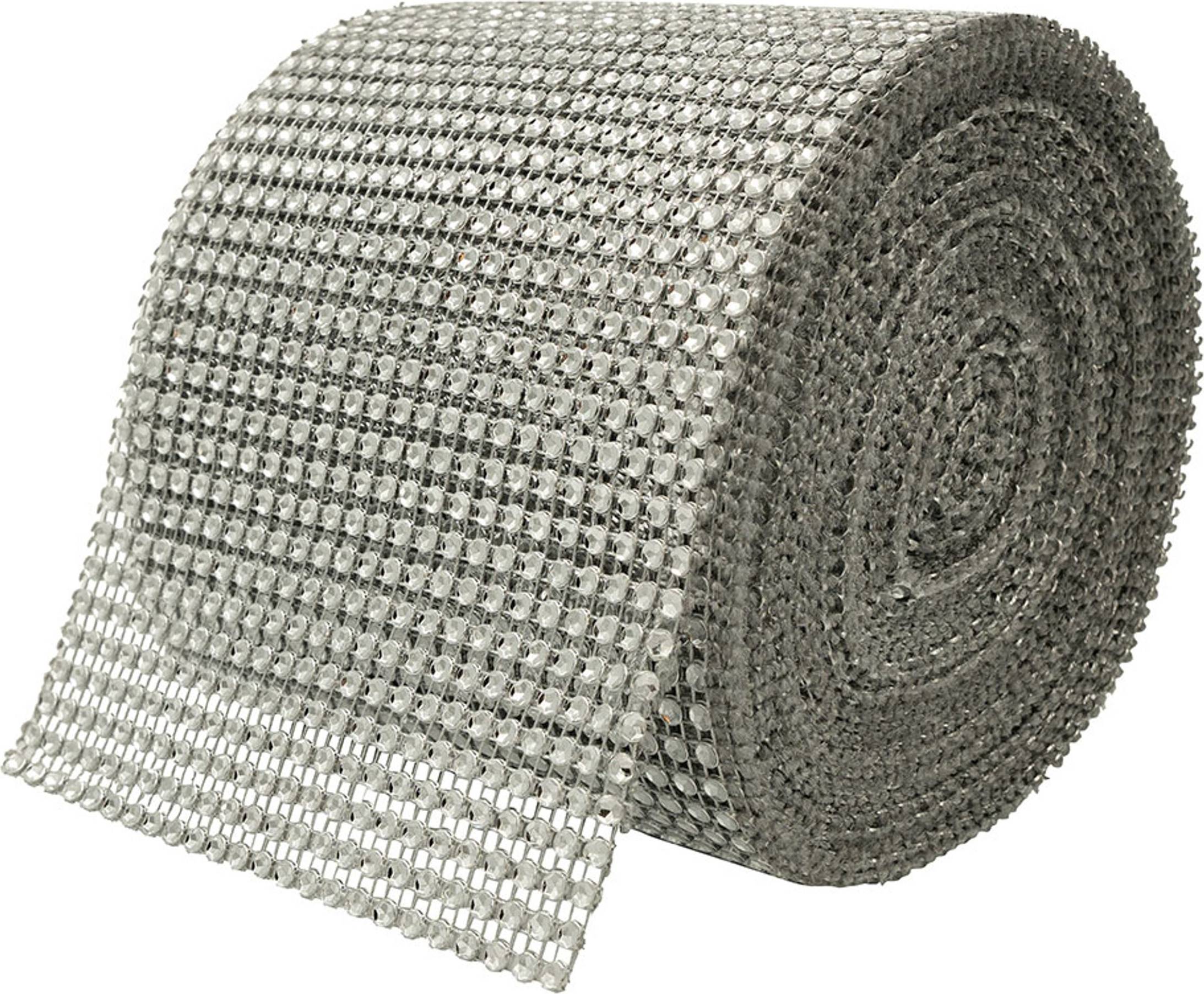 Strass Tyg på Rulle Silver