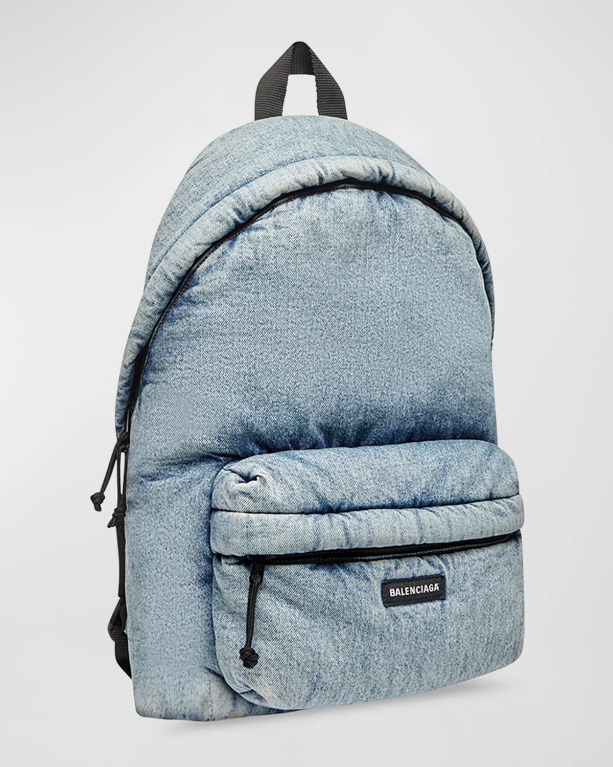 Balenciaga Explorer Denim Backpack - Blue