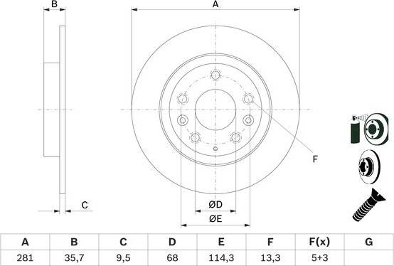 E55 Bosch Brake Disc ECE-R90 Solid Coated