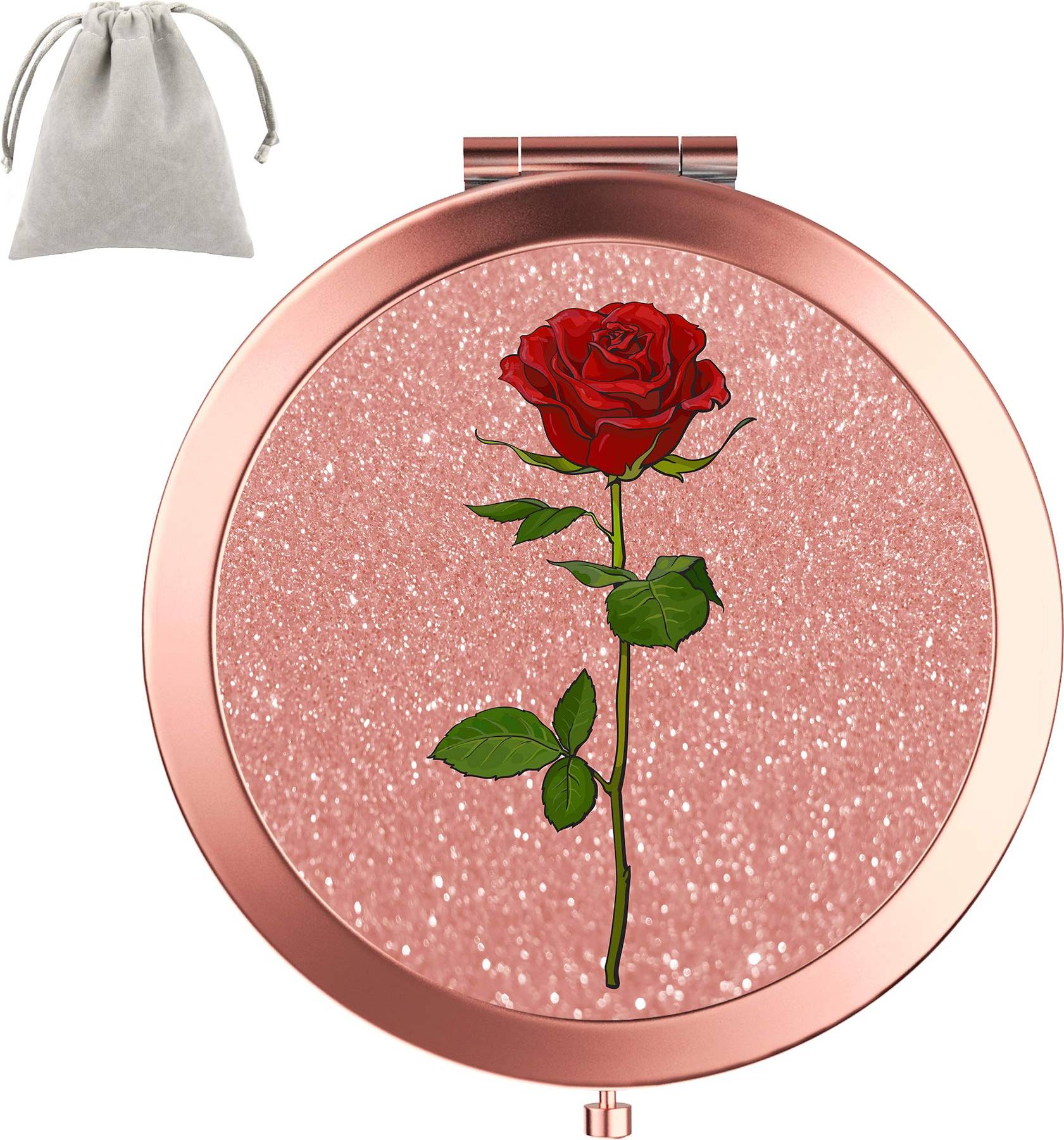 Dynippy Compact Mirror Rose Gold Makeup Mini Pocket Dubbelsidig - Gold